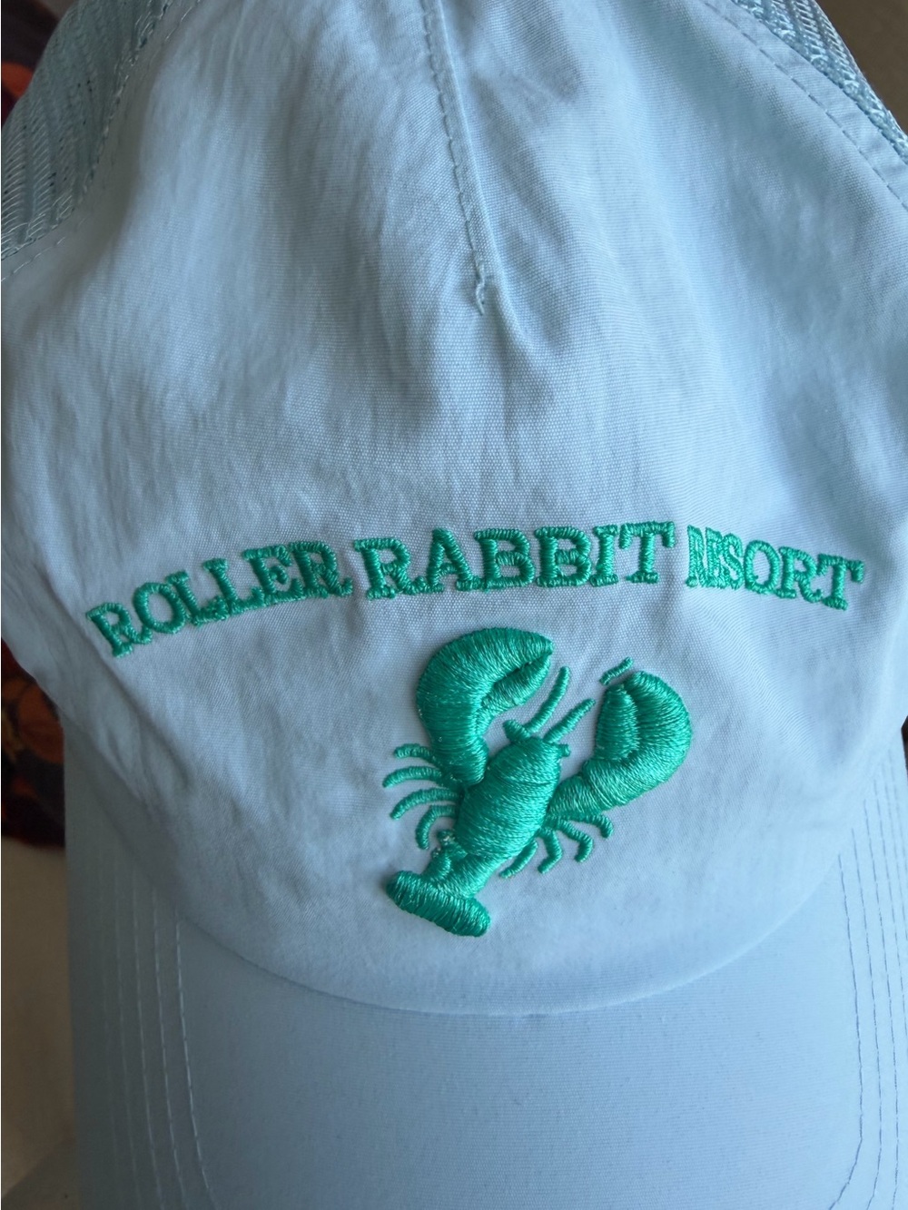 Like new, never worn Roller Rabbit Light Blue Hat with Green Lobster Embroidery - Picture 3 of 6